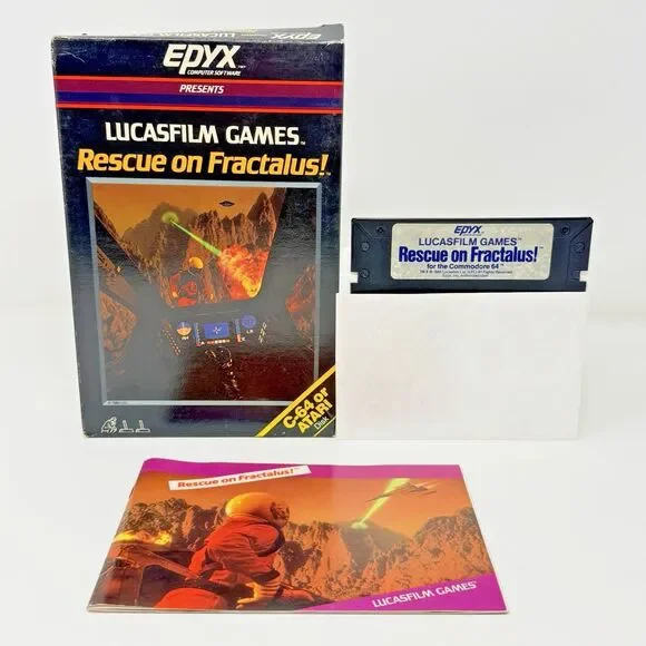 Lucasfilm Games Rescue on Fractalus Commodore 64 C64 Epyx Big Box Disk Manual