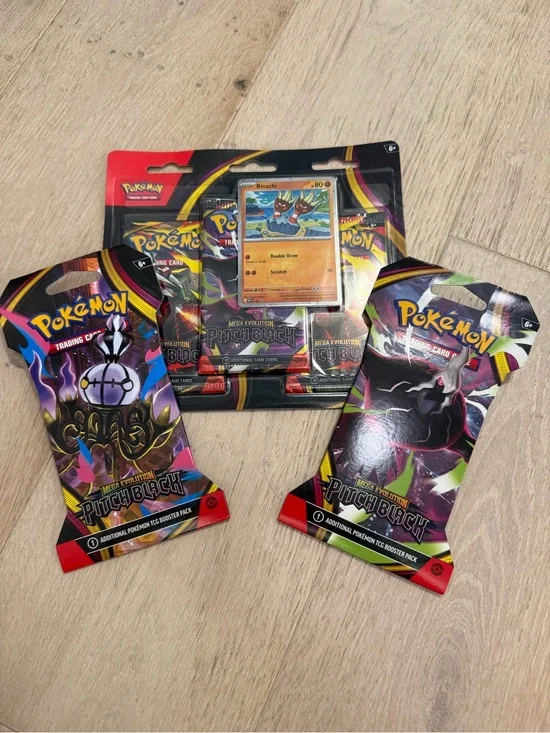 Pokémon TCG Mega Evolution: Pitch Black with Binacle card, plus 2 Booster Packs