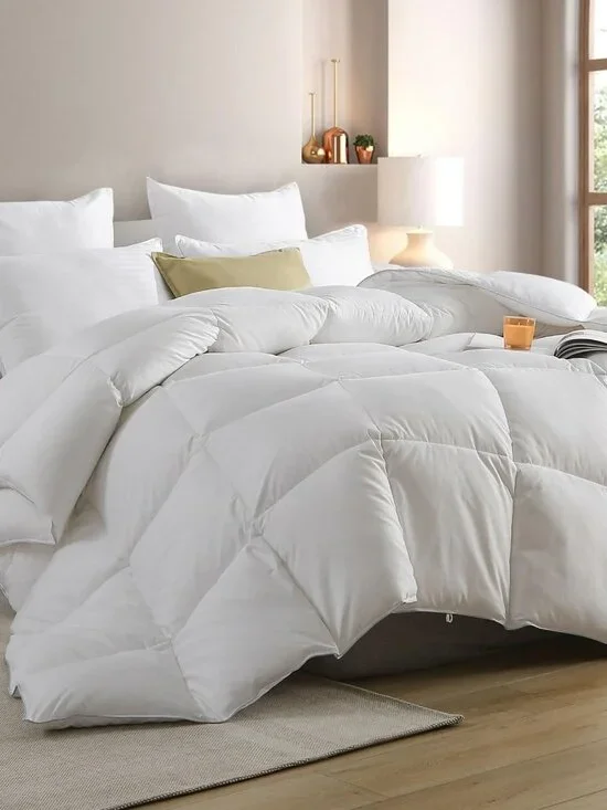 Cobnom Feather Down Comforter Full Size Medium Warm All Season 82x86 Inch White