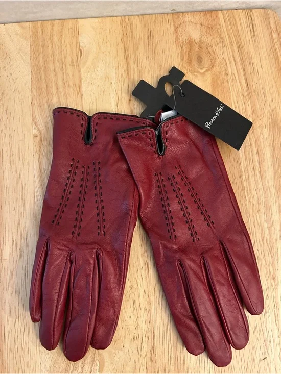 NWT- Preston & York women's red genuine leather gloves