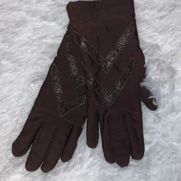 Vintage ARIS Brown Stretch Gloves One Size‎