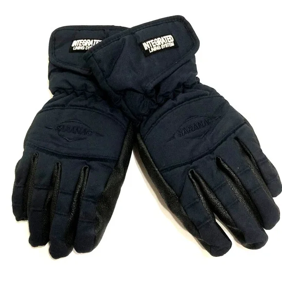 SARANAC Womens Black‎ Winter Gloves Integrated Lining Sled Snow Work Insulated L