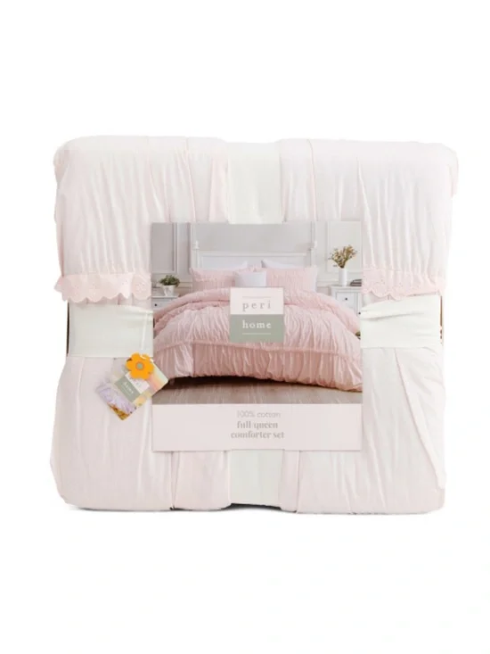 Peri Home Full/Queen Pink Ruffled Comforter