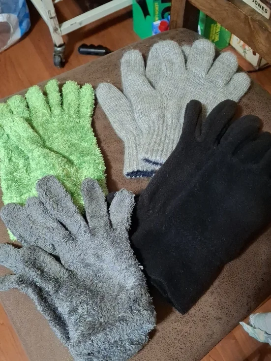 Mixed Pack of Four Cozy Winter Gloves - Green, Gray, Black, Light Gray