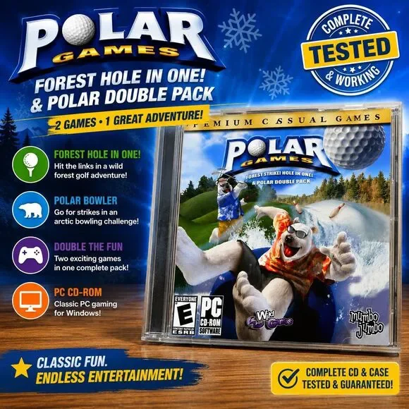 Polar Games PC CD-ROM Forest Hole in One & Polar Double Pack Complete Tested