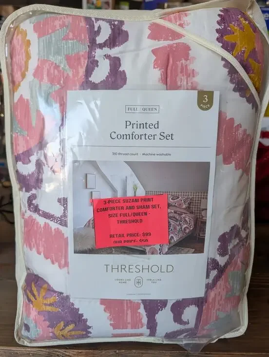 3-Piece Suzani Print Comforter and Sham Set, Size Full/Queen