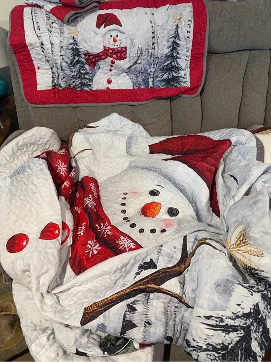 Snowman Winter Comforter & Pillowcase Set - Brand New w/o Tag - Queen/King Size