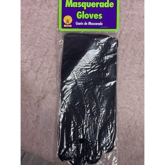 Masquerade Black Leather Gloves Costume‎