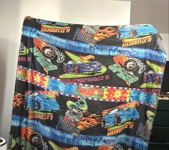 1997 RARE Mattel Hot Wheels Vintage Quilted Comforter Blanket Twin Size