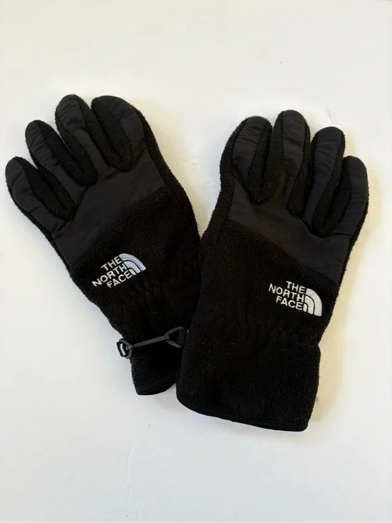 The North Face Fleece Gloves Black Touchscreen Grip  M Winter Warm Runner Womens