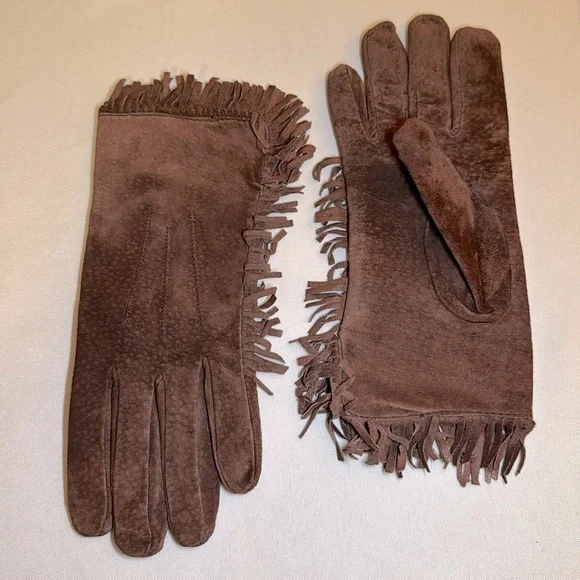 Vintage CAROLINA AMATO Suede Leather Fringe Deep Brown Fully Lined Romania