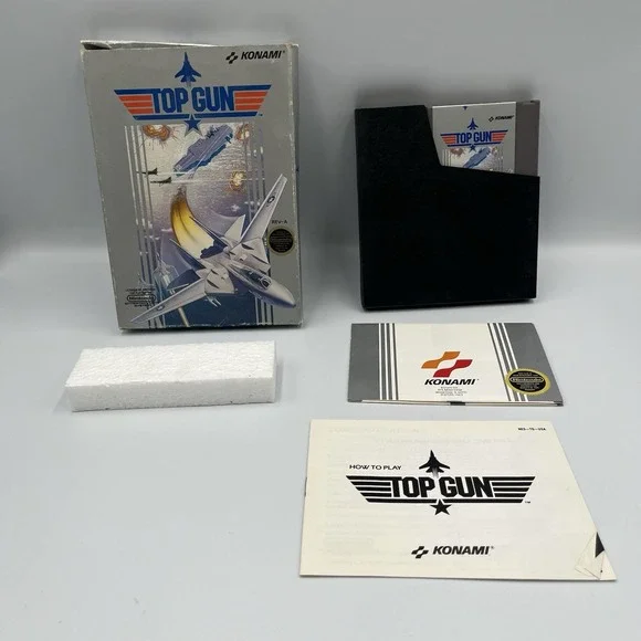 Top Gun NES Complete CIB Box Manual 3-Screw Cartridge Tested Vintage
