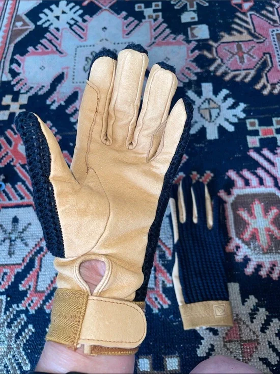 KENSINGTON Equestrian Riding Gloves Leather Crochet S