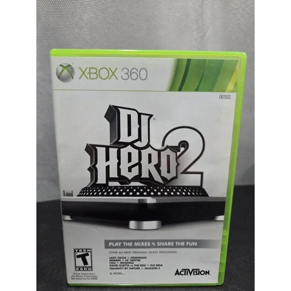 DJ Hero 2 Microsoft Xbox 360 Activision Rhythm Music Game NTSC CIB Complete