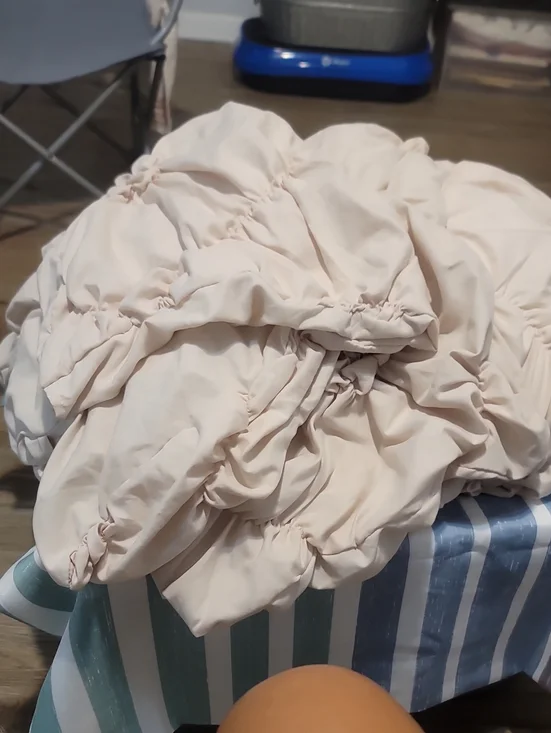 Soft Cream Ruched King Duvet  - Home Bedding