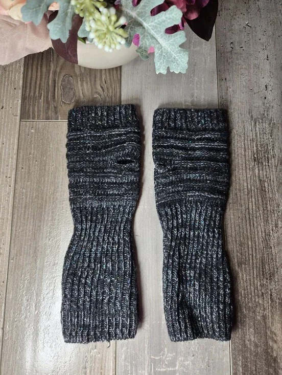 Knit Arm Warmers Dark Speckled Gray Charcoal Women’s One Size