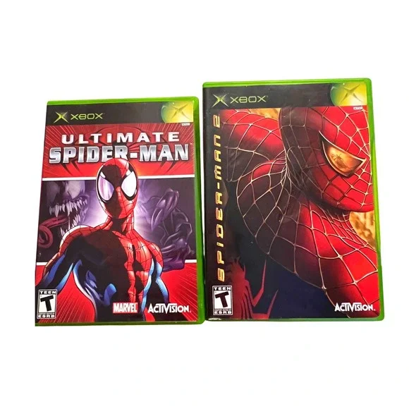 Original Xbox Ultimate Spider-Man + Spider-Man 2 Bundle CIB Complete Tested 2005