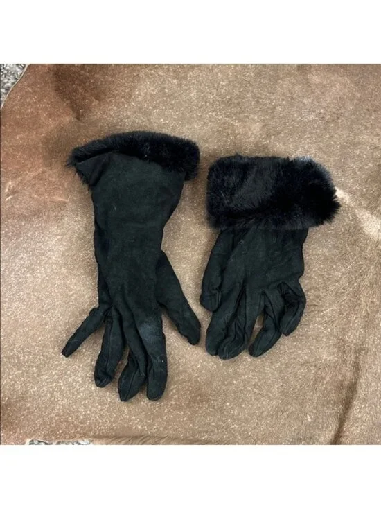 Aquatalia Suede Fur Foldover Gloves