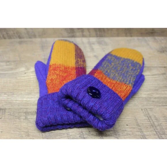 Handmade Wool Sweater Mittens Women’s‎ Size Fleece Lined Upcycled Winter Gloves