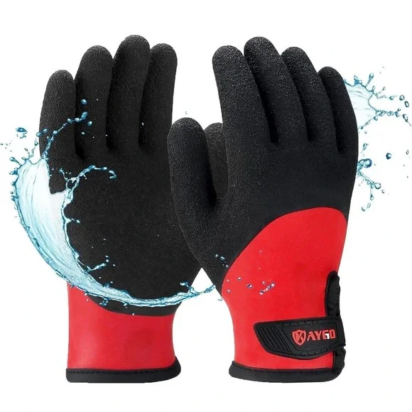 KAYGO KG140W Winter Work Gloves Double Dipped Waterproof Thermal Red Black S/7