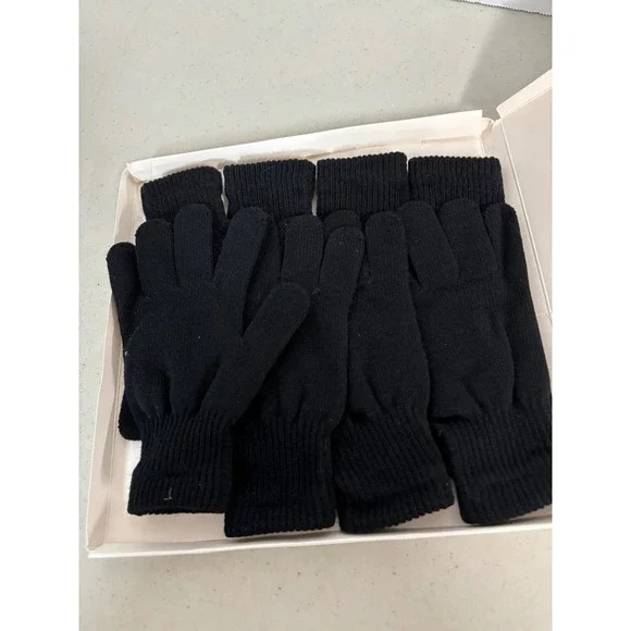 New Celcoreery 4 Pairs Winter‎ Magic Gloves Black Knit Stretchy Full Finger  NEW