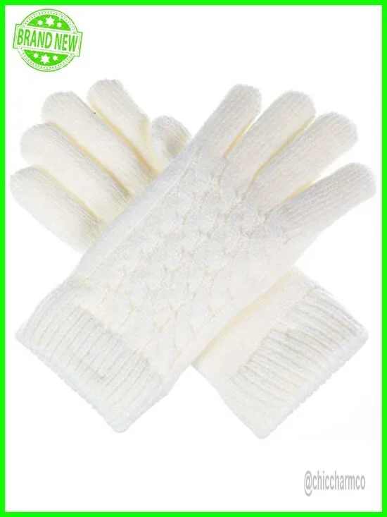 Women's Winter Classic Cable Knit Gloves with Plush Faux Fur Lining