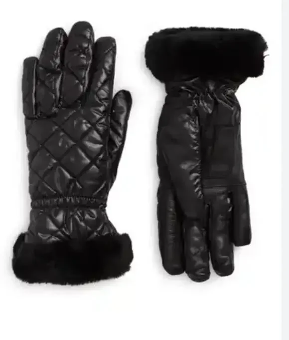 UGG Quilted All Weather Tech Gloves Shearling Sheepskin Black