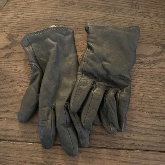 Charter Club Leather Gloves Womens L Gray Wool Cashmere Lined Winter 14578