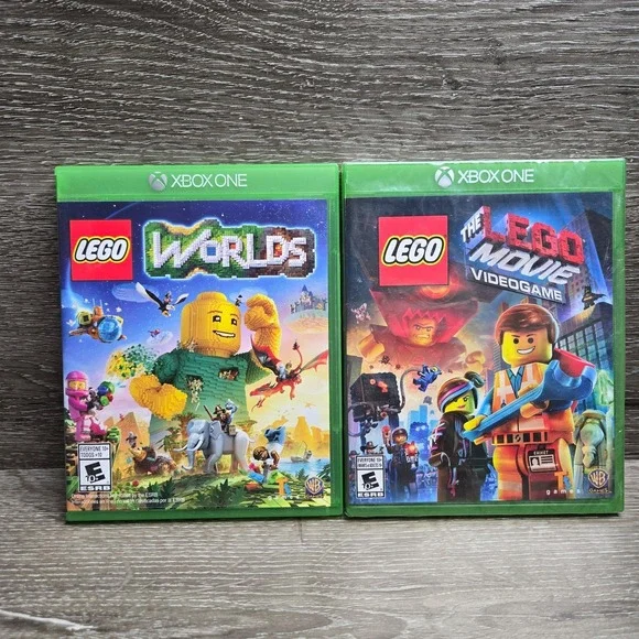Microsoft Xbox LEGO Lot Movie Videogame + Worlds One New