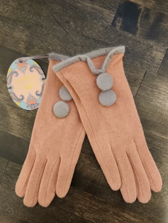 Powder UK Christabel Wool Candy Gloves Pink And Grey