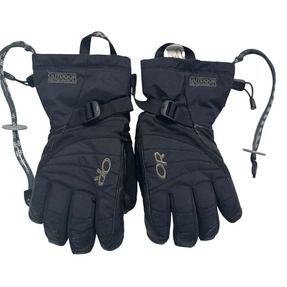 Outdoor Research Womens Revolution Gloves Black Leather Palm Winter Ski Small 6