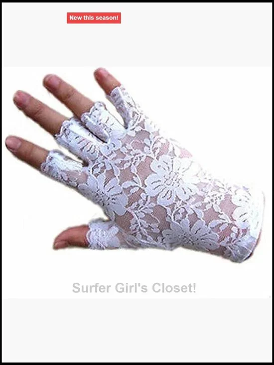 Lace Half Finger Gloves Wrist Length Stretchy Wedding Performance