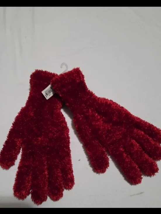 New casual corner womens red furry gloves #17