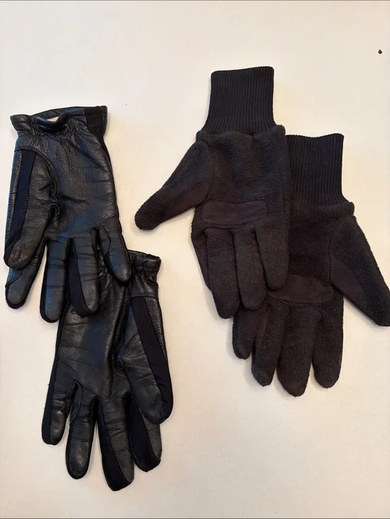 Women’s Black Deer Skin Leather and Fleece Winter Gloves - Pair Horseback riding