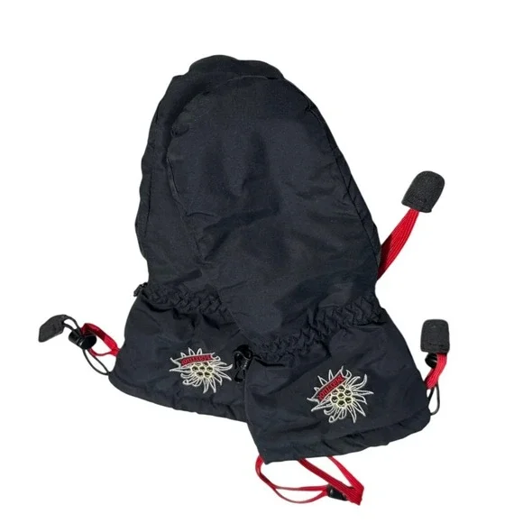 Marmot Women's Black Sz Small Nylon and Leather Ski Snow‎ Mitten Set