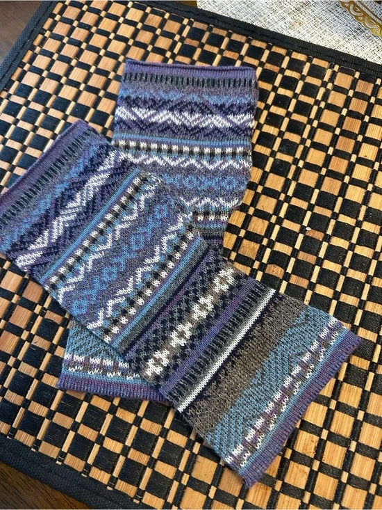 Hand-Knit Multicolor 100% alpaca Fingerless Gloves new