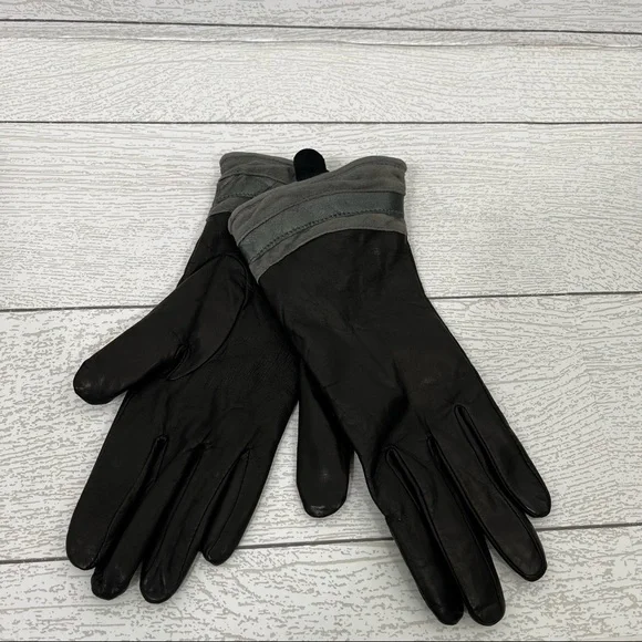 Grandoe Black/Gray Leather Angora Lambswool‎ Size 7.5