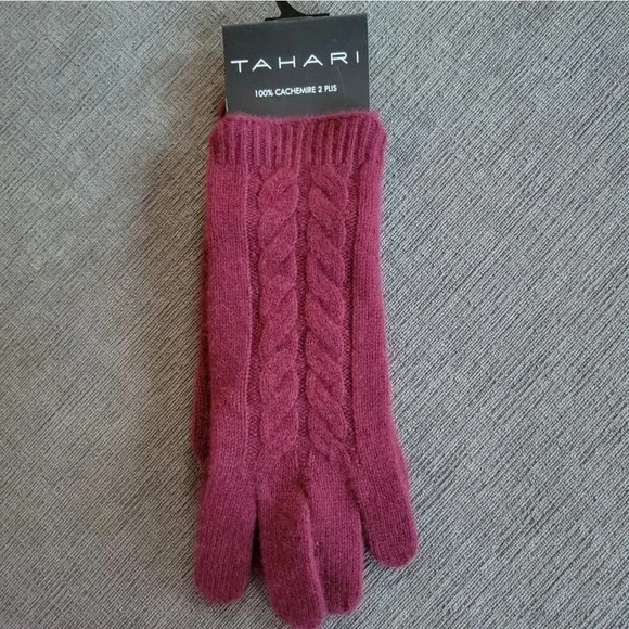 TAHARI Women's 100% Cashmere Gloves 10 inch long