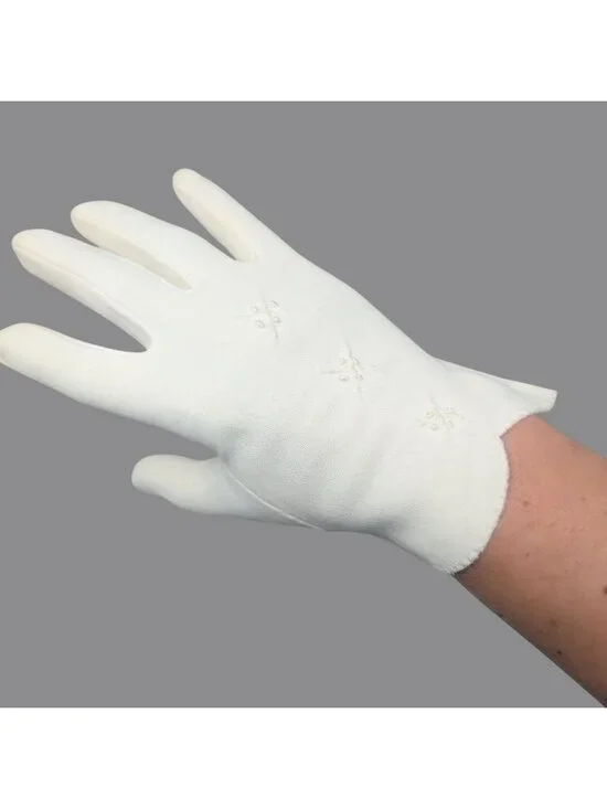 Vintage 50s Fownes White Gloves 7 Small Wrist Cotton