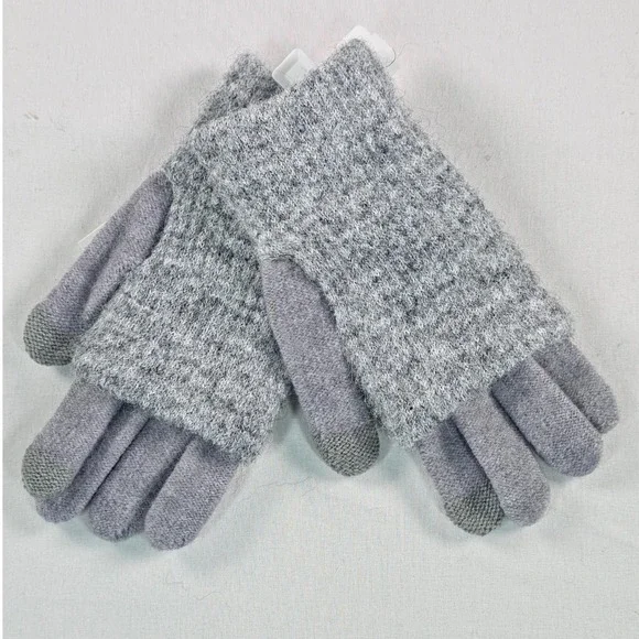 Steve Madden Womens Tech Touch Gloves OS Gray Knit Touchscreen Compatible NWT