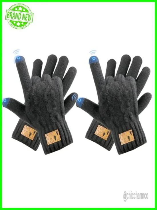 Touchscreen Winter Gloves, Thermal Wool Knit for Cold Weather, Unisex