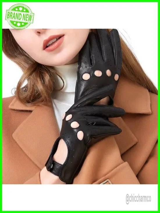 Vintage Touchscreen Leather Driving Gloves - Soft & Thin Italian Lambskin