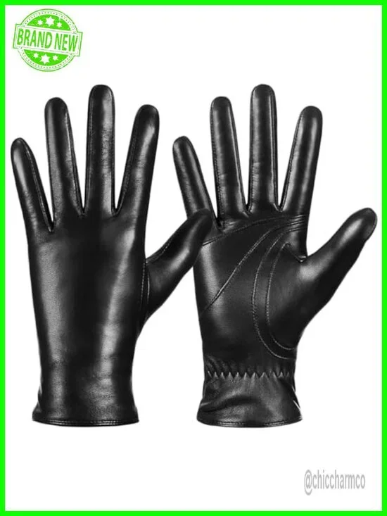 Women's Genuine Sheepskin Leather Gloves with Cashmere Lining and Touchscreen