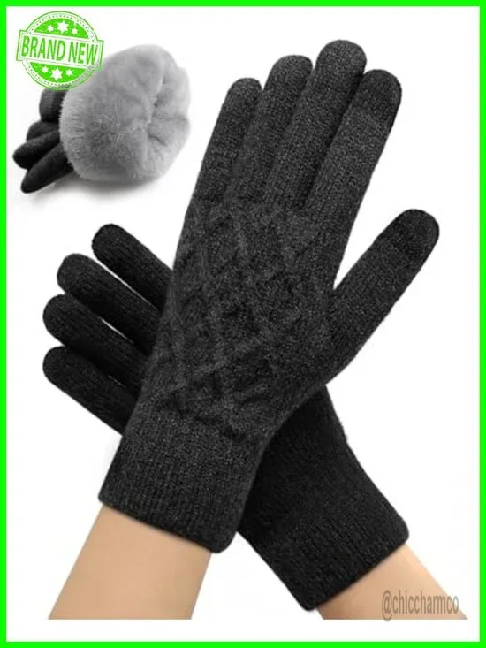 Winter Touchscreen Gloves – Thermal Wool Lining, Windproof for Driving Texting