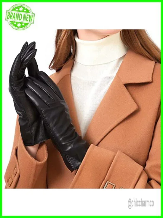 Genuine Sheepskin Leather Gloves Cashmere Lined Winter Cold Weather