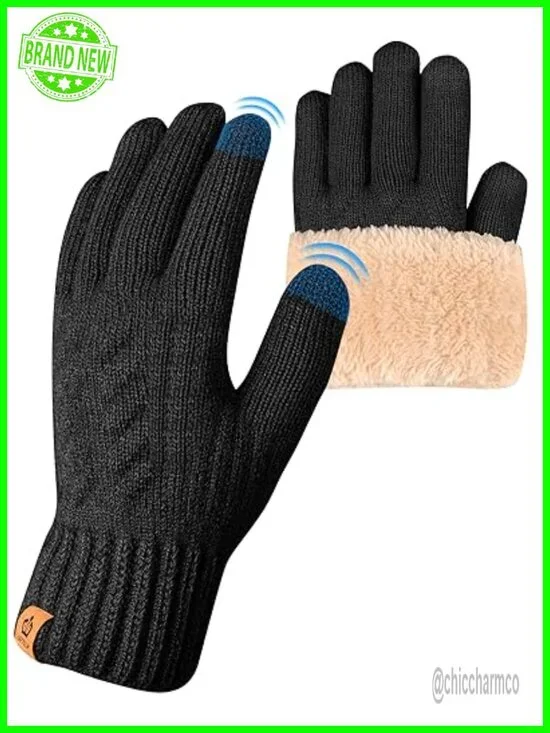 Thermal Fleece Lined Touch Screen Winter Gloves for Running Cycling