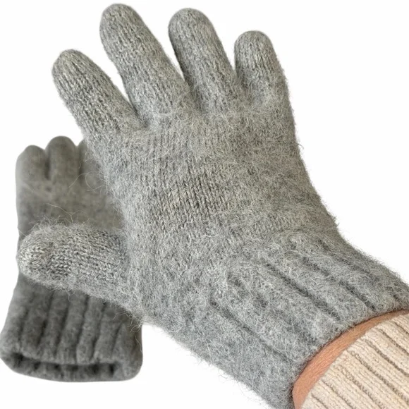 America’s Alpaca Ladies Knit Gloves Gray Sz Medium 100% Alpaca Made in Peru