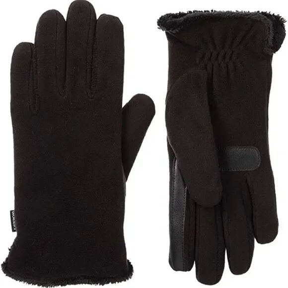 Isotoner Women's Black Stretch Fleece Winter Smart Touch Gloves