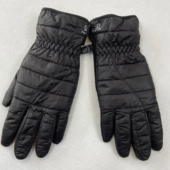 Head windproof fleece-lined black gloves, Small