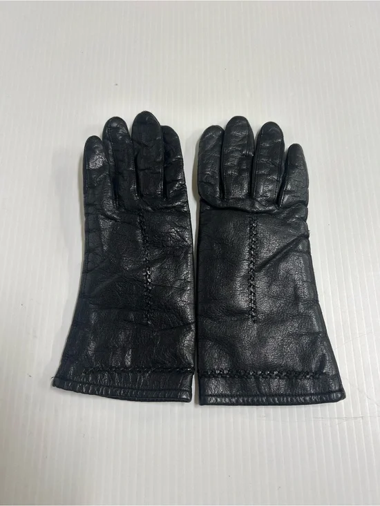 Vintage Ladies Black Gloves Size Medium Rayon Lined